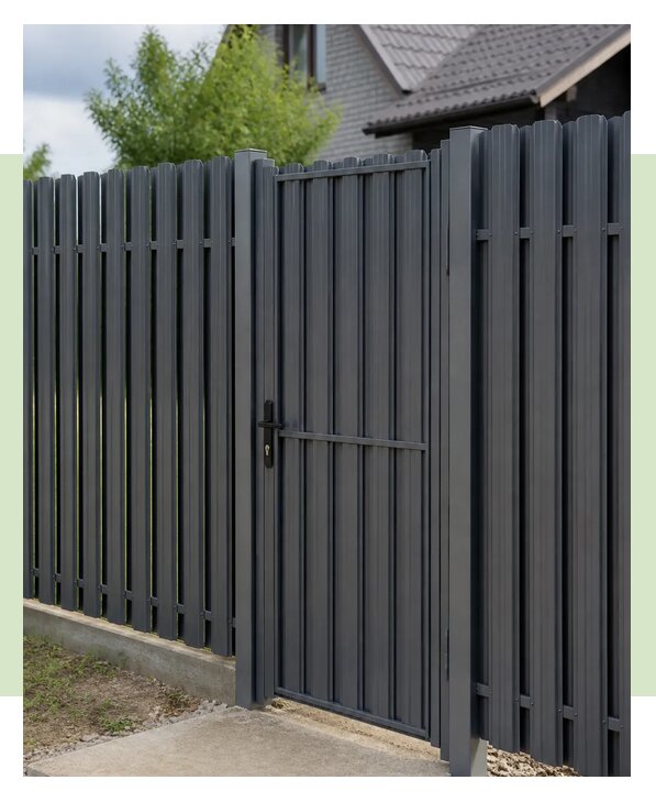 Забор из евроштакетника с калиткой под ключ в Елизове