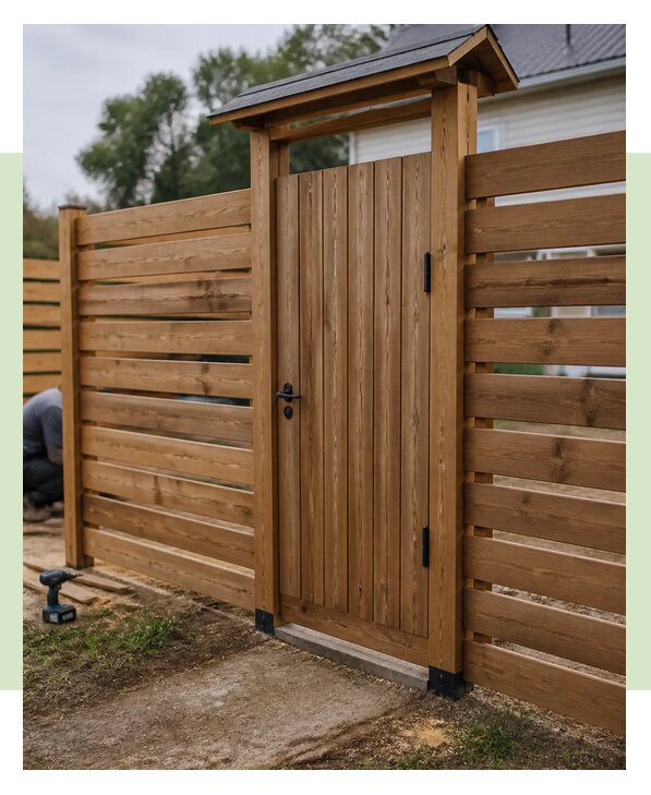 Установка деревянного забора с калиткой под ключ в Елизове